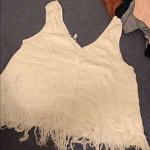 American eagle distressed fringe tank